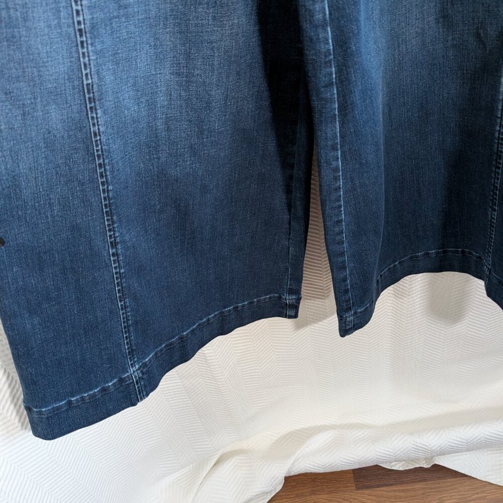Anthropologie Maeve High Rise Palazzo Jeans Wide Leg Crop Denim Size 25 Culottes - Picture 7 of 13